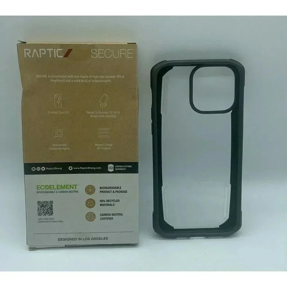RAPTIC Secure Case for iPhone 14 Pro Max 6.7” Charcoal With Clear‎ Frosted Back
